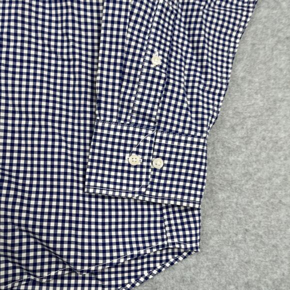 Uniqlo Shirt Large Navy Blue Gingham Check Button Up Long Sleeve Casual Mens - Picture 2 of 10